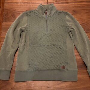 L.L. Bean Women's Quilted Quarter-Zip Pullover in Olive
